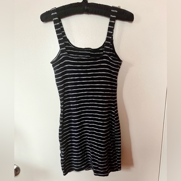 Aeropostale Black and White Striped Button-Front Bodycon Dress, Size Small - Picture 5 of 9